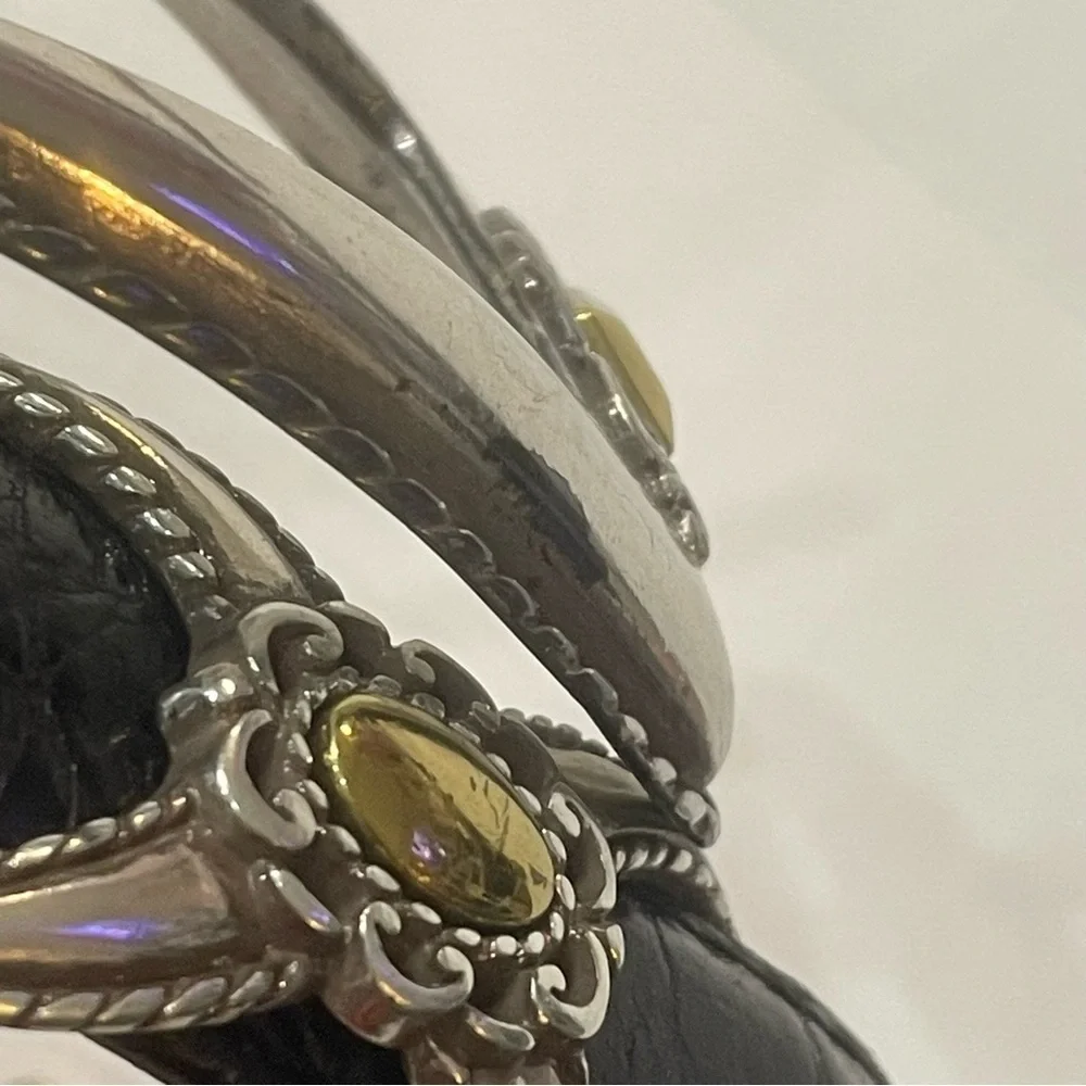 Brighton Black Leather Belt Silver Accent. Size M/30. Style 40383. Pre-owned.